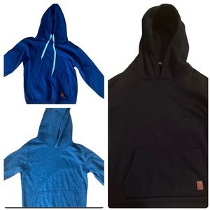 3 Medium Pullover Hoodies: Blue & Black